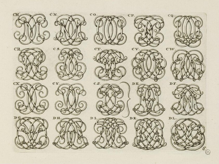 Nieuw Saamgevlogte Naam-Letters. Uytgegeven te Amsterdam by Hendrick de Leth, in de Visser (1725-1735) by Hendrik de Leth