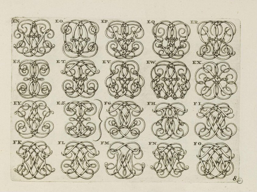 Nieuw Saamgevlogte Naam-Letters. Uytgegeven te Amsterdam by Hendrick de Leth, in de Visser (1725-1735) by Hendrik de Leth