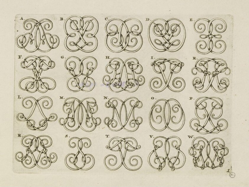 Nieuw Saamgevlogte Naam-Letters. Uytgegeven te Amsterdam by Hendrick de Leth, in de Visser (1725-1735) by Hendrik de Leth