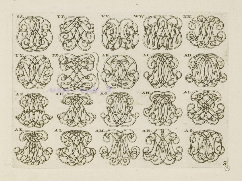 Nieuw Saamgevlogte Naam-Letters. Uytgegeven te Amsterdam by Hendrick de Leth, in de Visser (1725-1735) by Hendrik de Leth