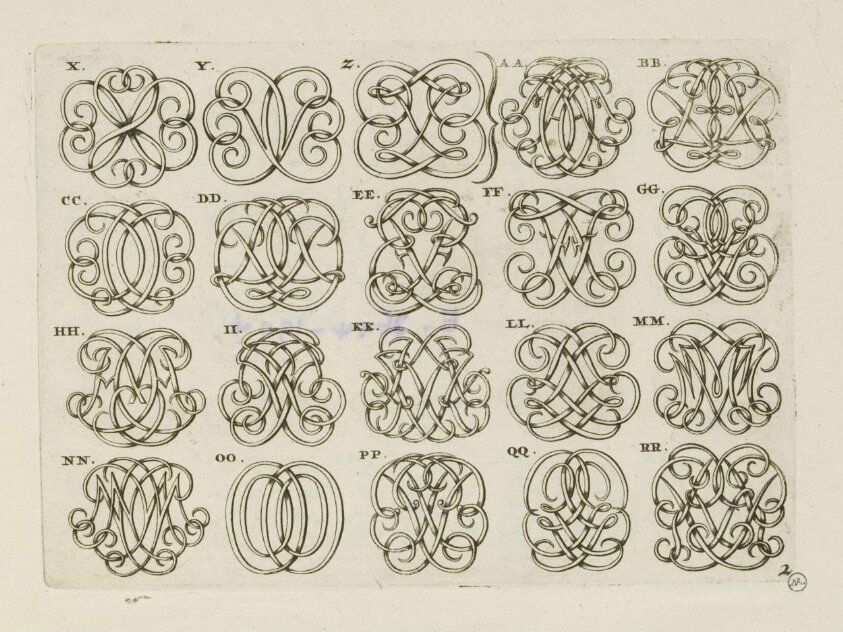 Nieuw Saamgevlogte Naam-Letters. Uytgegeven te Amsterdam by Hendrick de Leth, in de Visser (1725-1735) by Hendrik de Leth