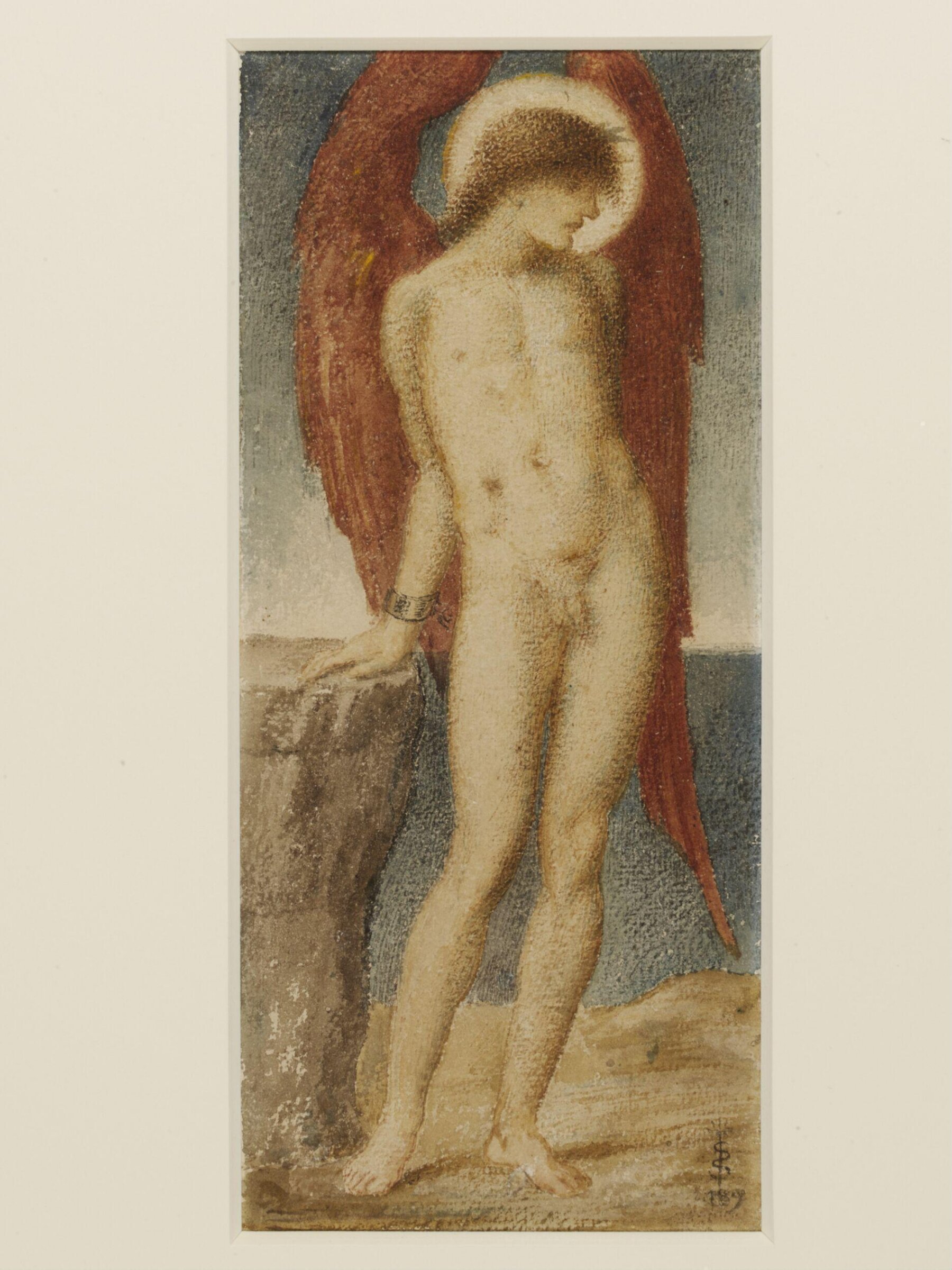Angel with Red Wings, Standing on a Rock, Simeon Solomon, 1889