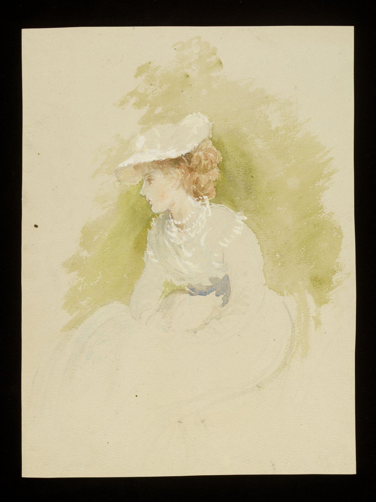 A lady seated outside, Luke Fildes, ca. 1860-1927