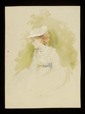 A lady seated outside