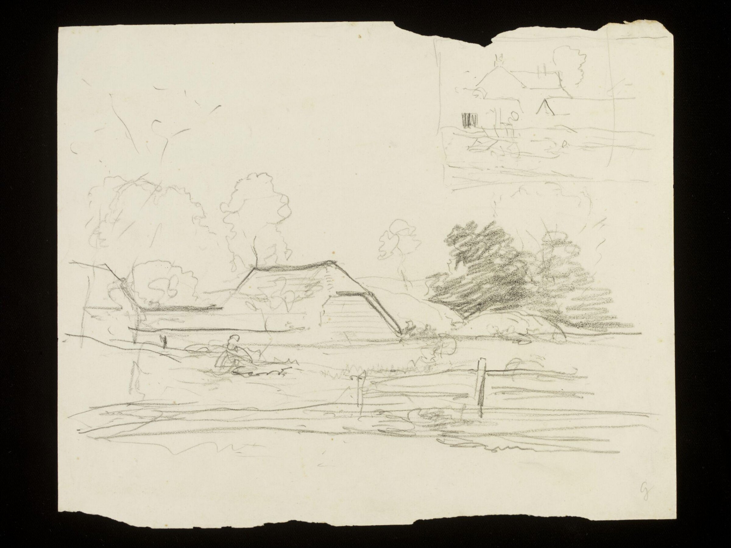 Landscape with agricultural building, Luke Fildes, ca. 1860-1927