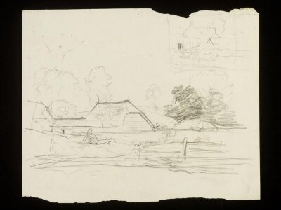 Landscape with agricultural building