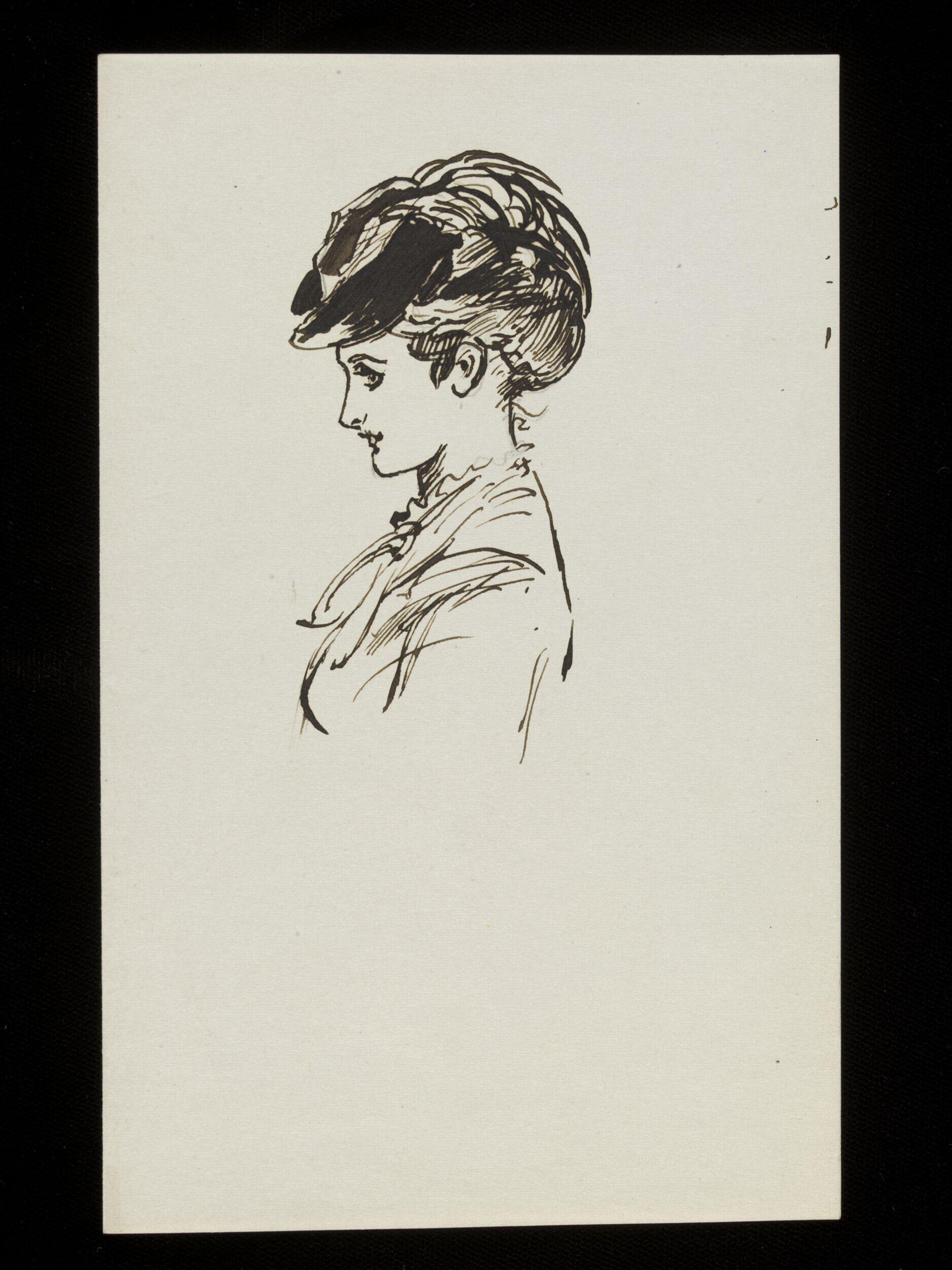 A woman with a hat on