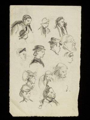 Male and female heads and profiles