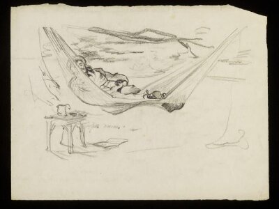 A man lying in a hammock