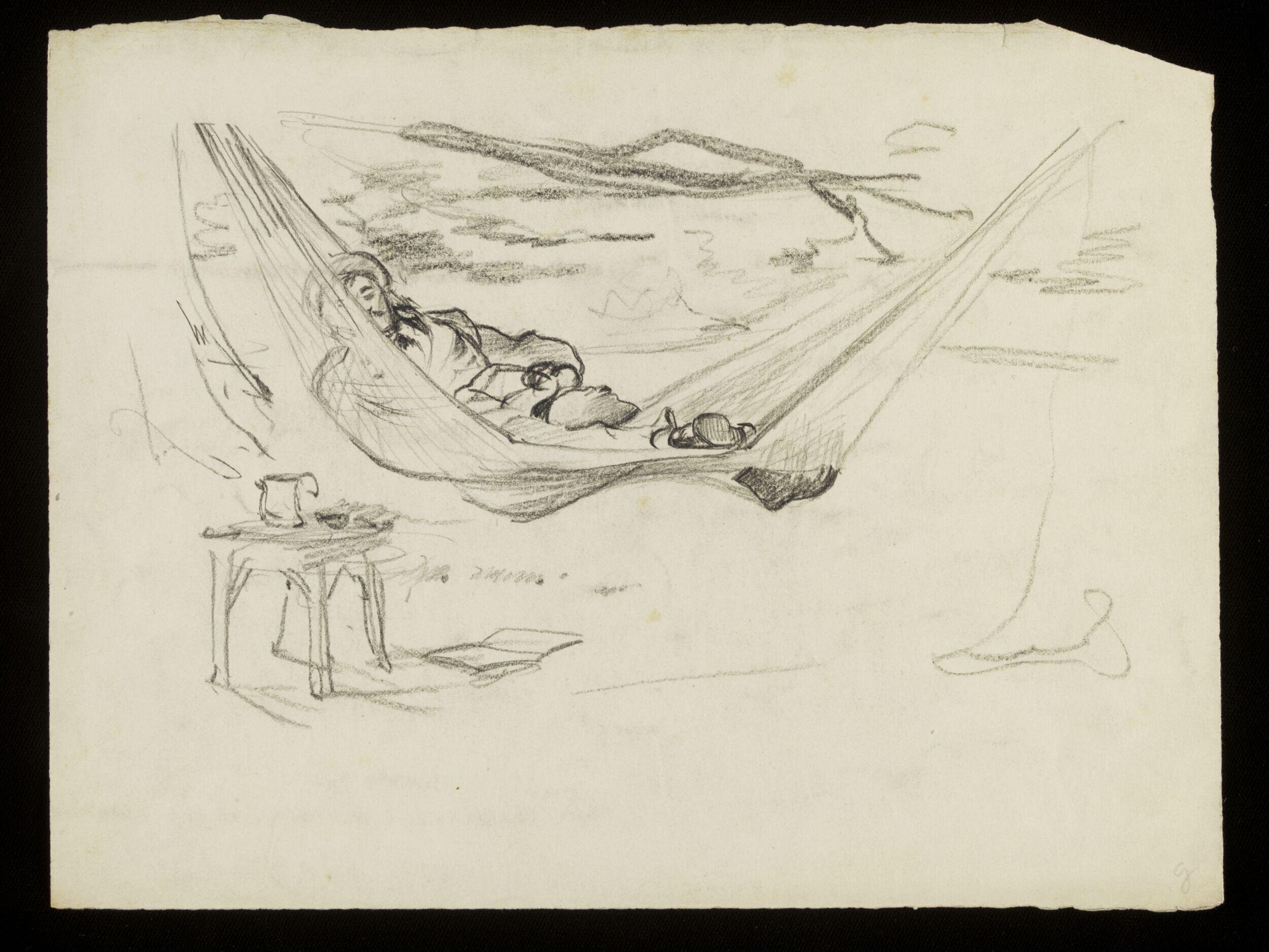A man lying in a hammock