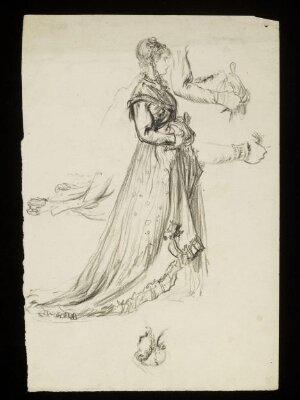A woman with her hands in a muff