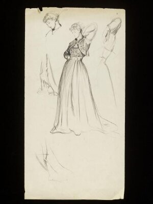 A woman standing and stretching