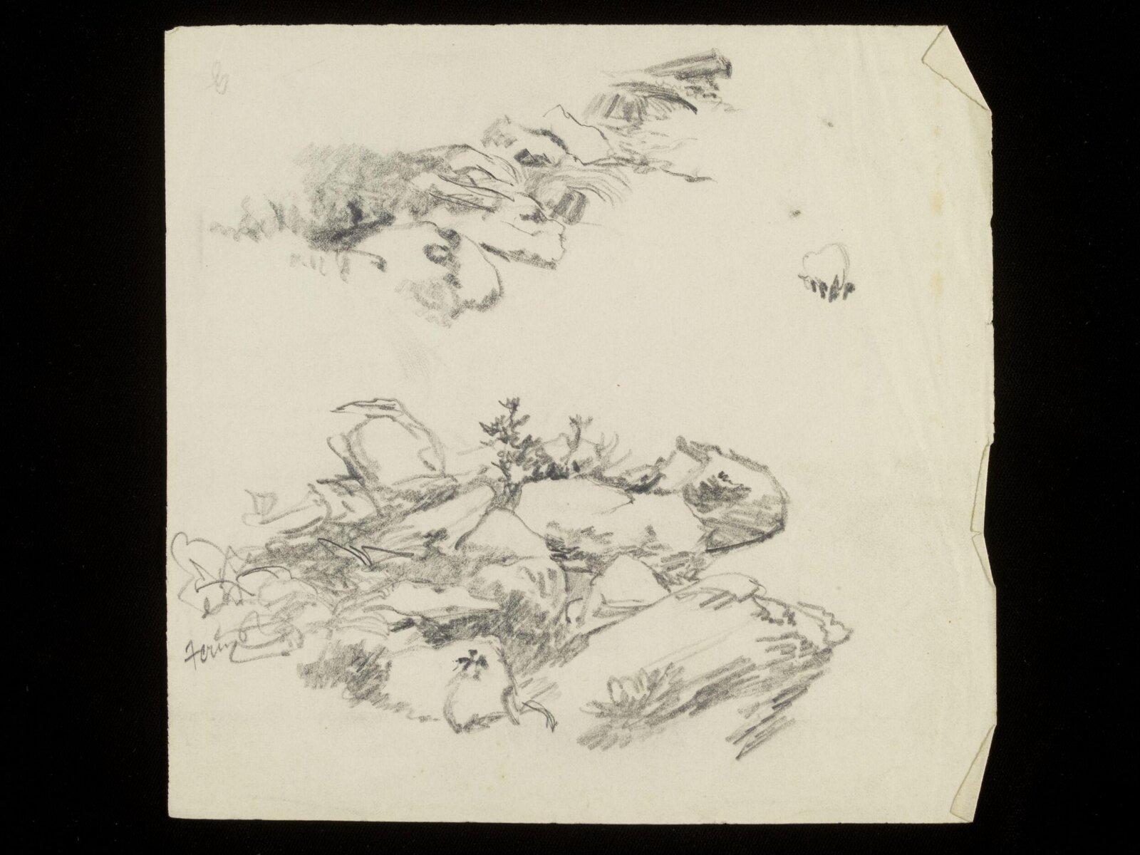 Rocks and shrubs, Luke Fildes, ca. 1860-1927