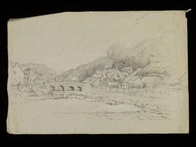 Village with a stone bridge