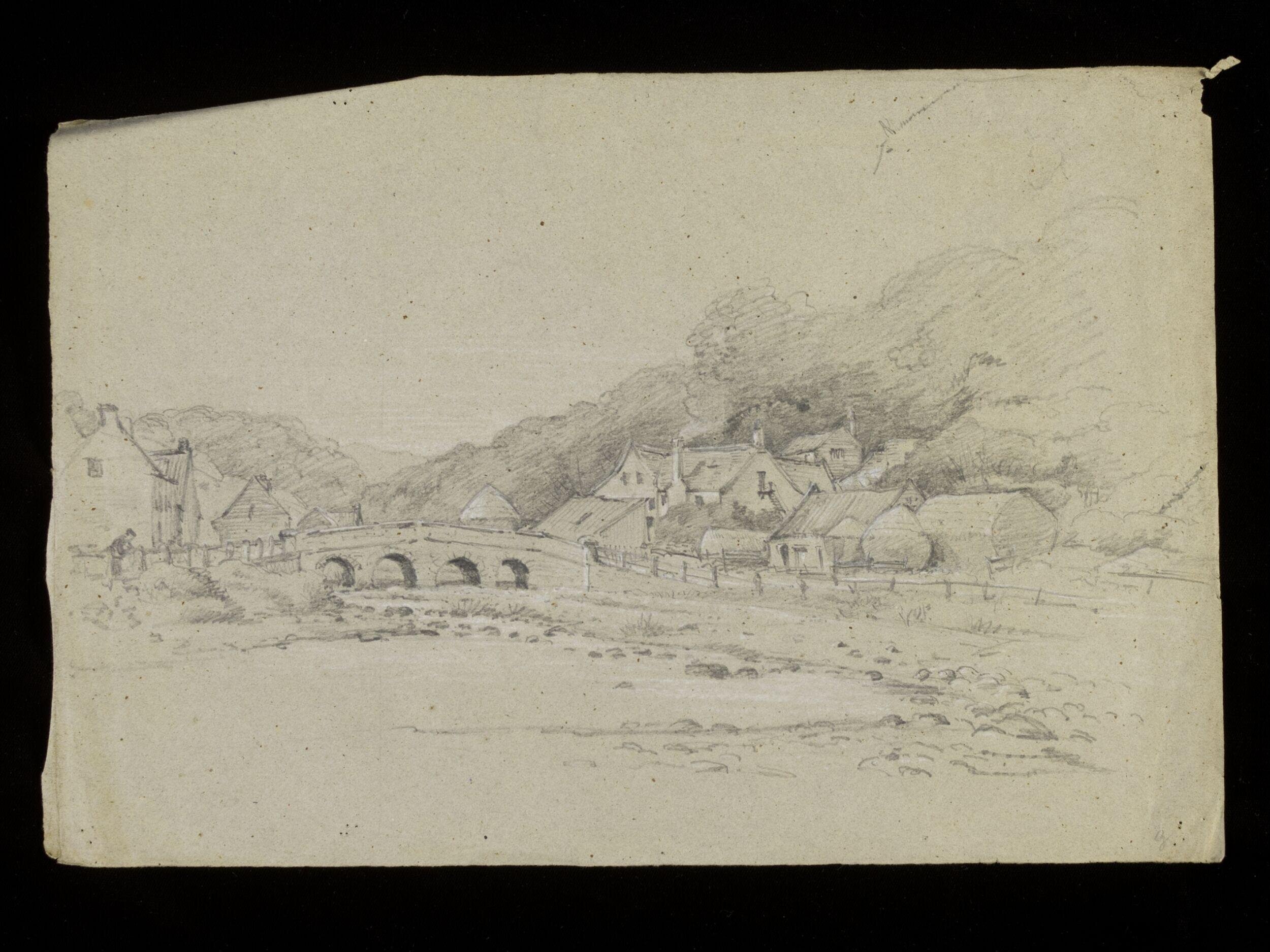 Village with a stone bridge