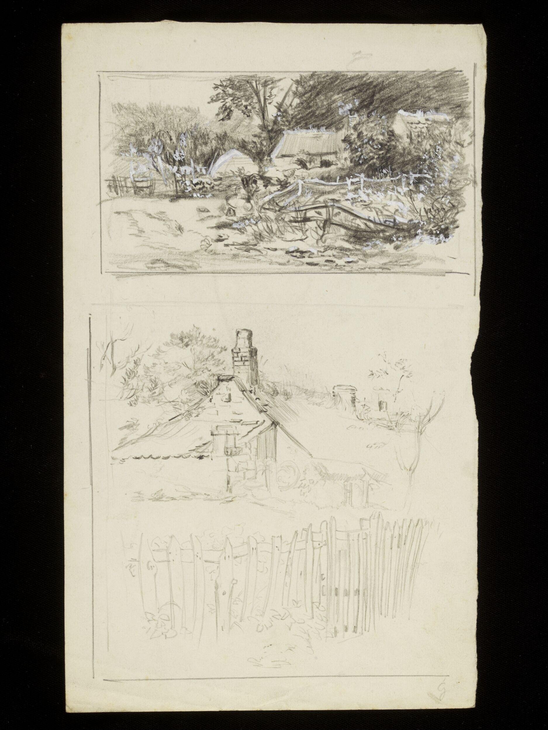 Buildings and wooden fences