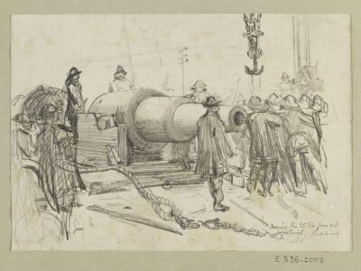 Prooving the 35 ton gun at Woolwich. Loading