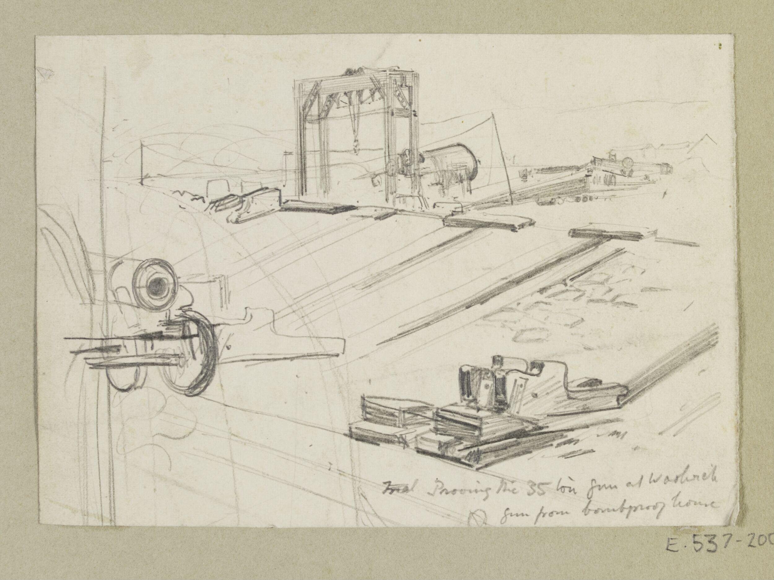 Trial Prooving the 35 ton gun at Woolwich gun from bombproof house
