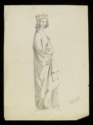 Statue of a man wearing a crown and robes