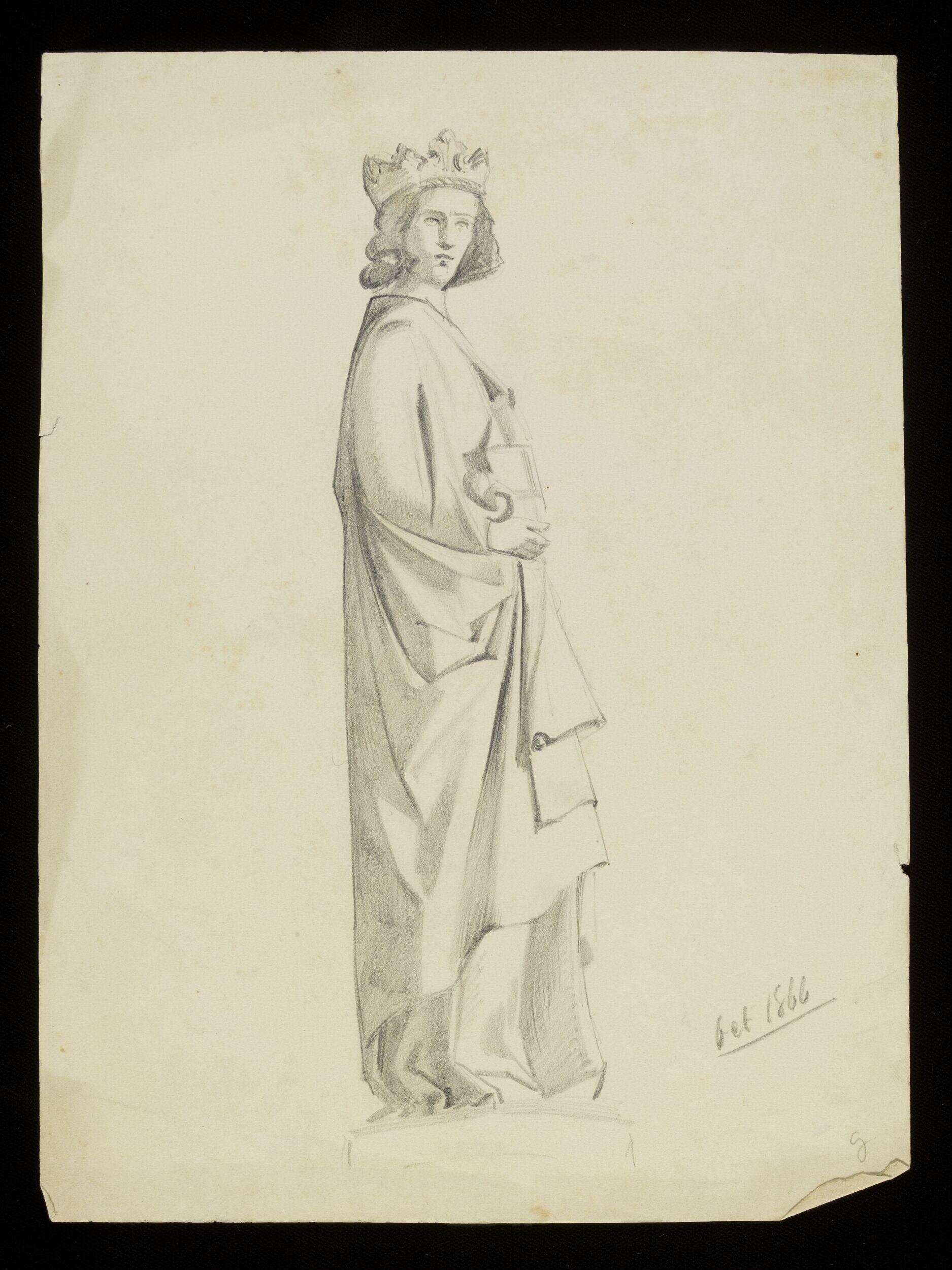 Statue of a man wearing a crown and robes