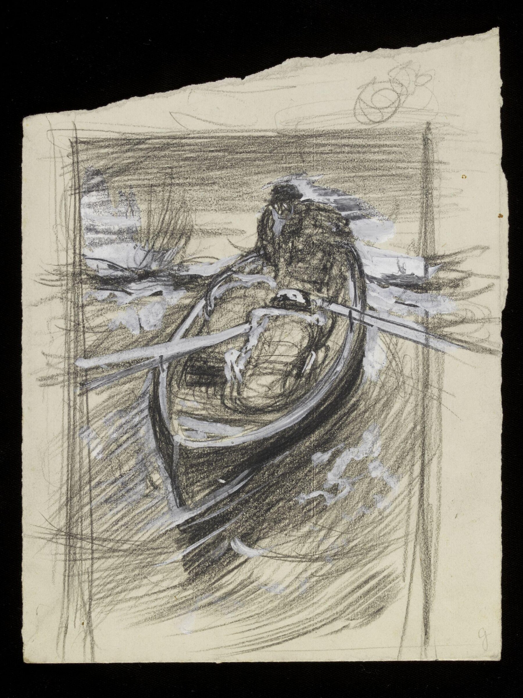 Man in a rowing boat, Luke Fildes, ca. 1860-1927
