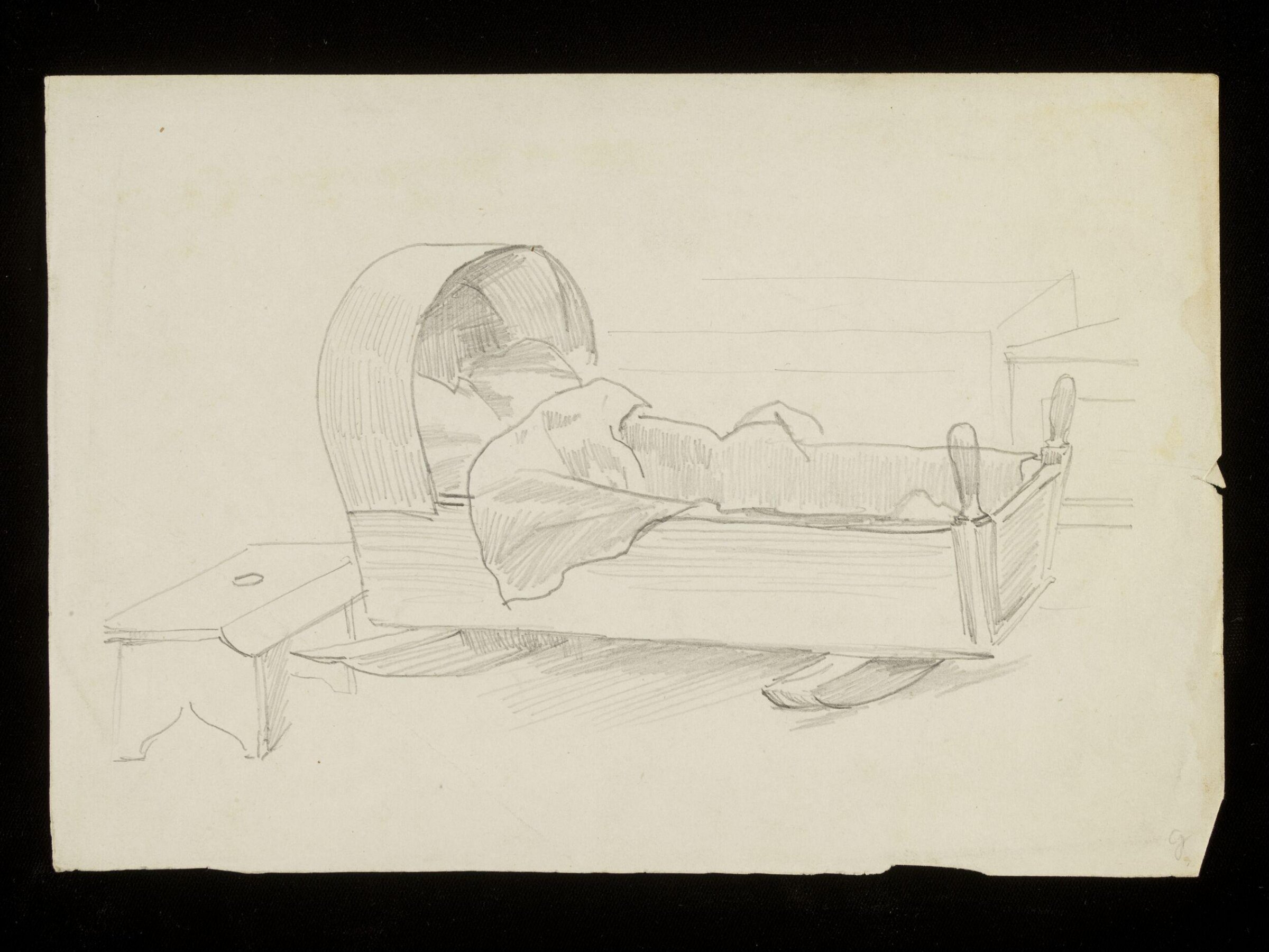 A baby's crib, Luke Fildes, ca. 1860-1927