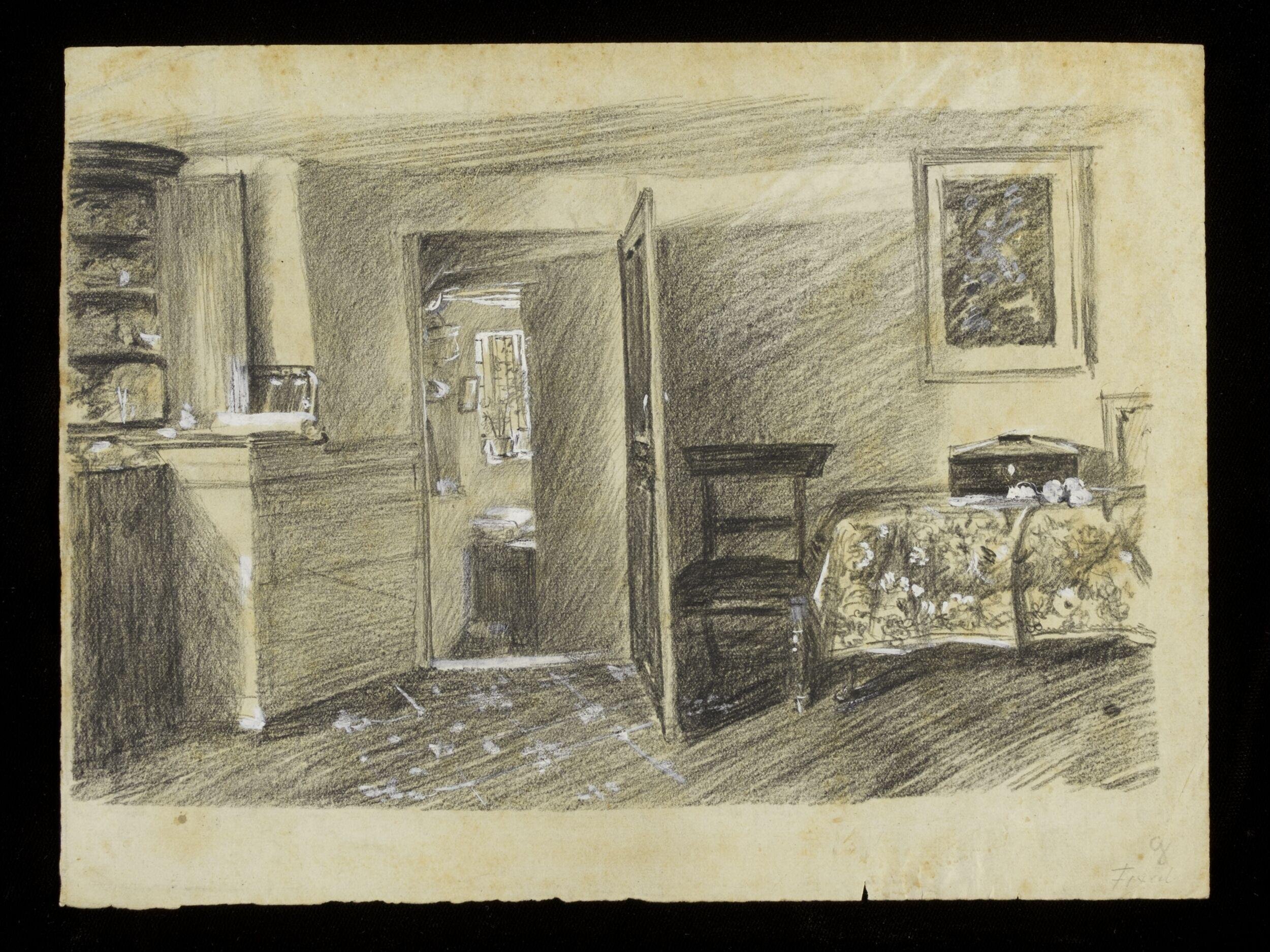 Interior of a room with an open doorway