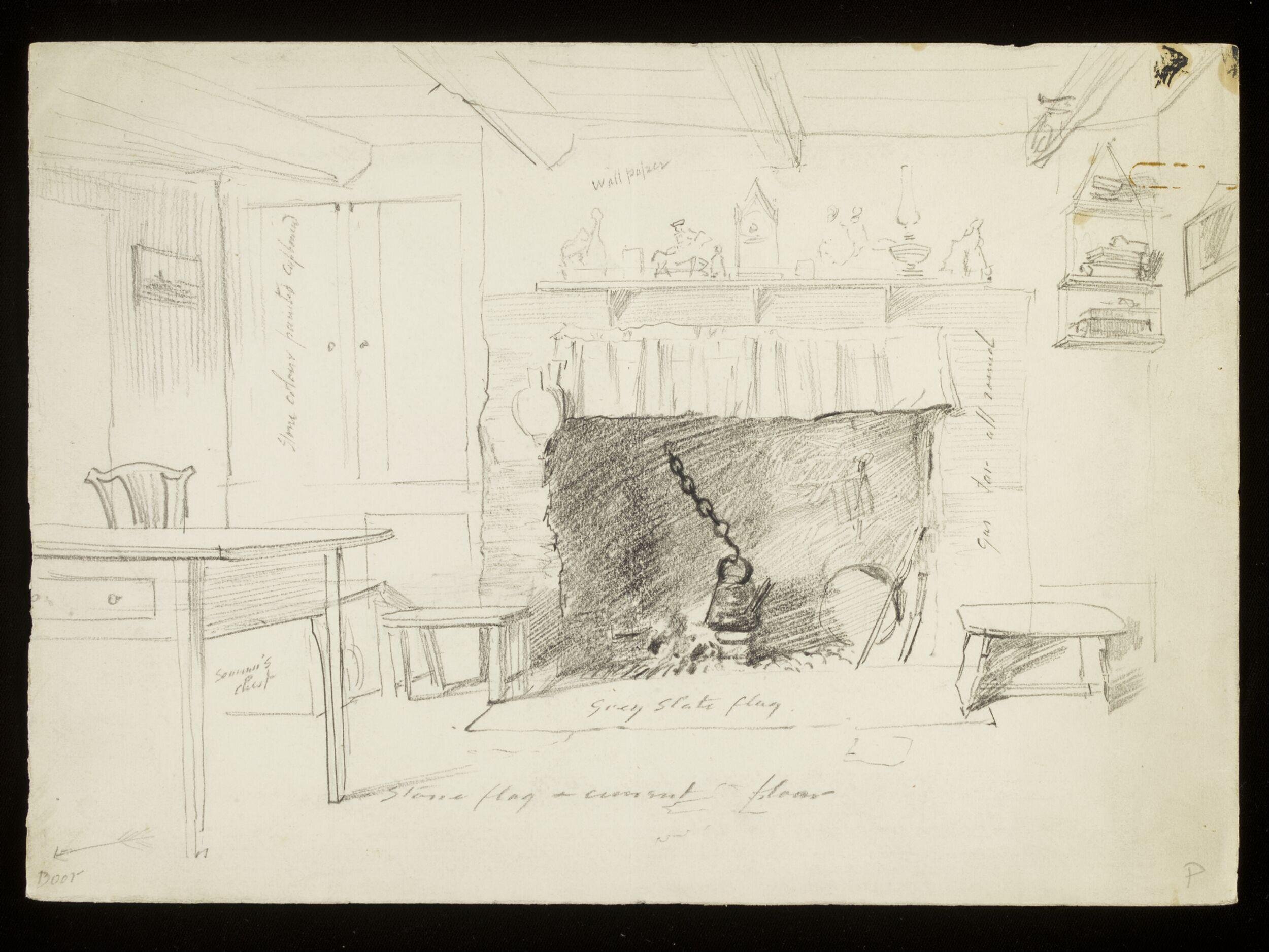 Interior with fireplace