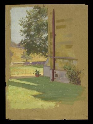 The Wall of a house with countryside in the background