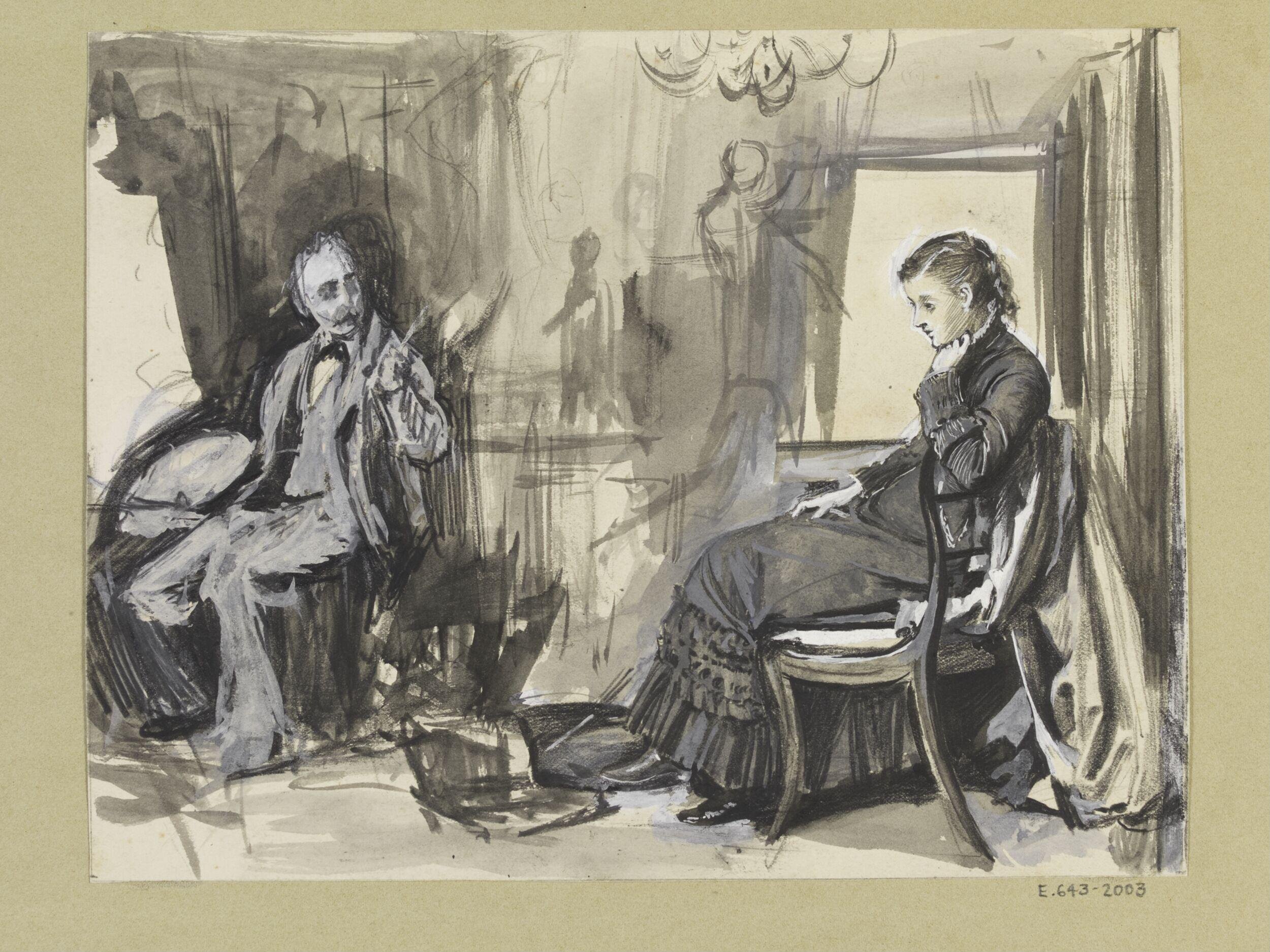 Seated man and woman