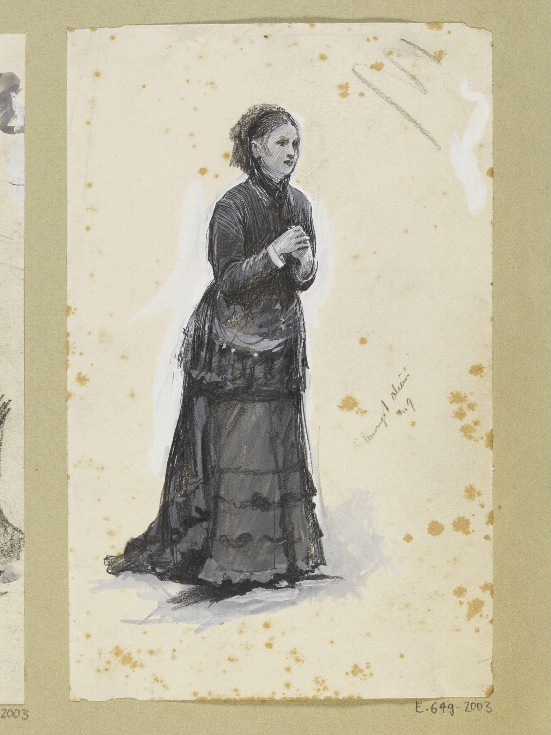 A Woman clasping her hands over her chest