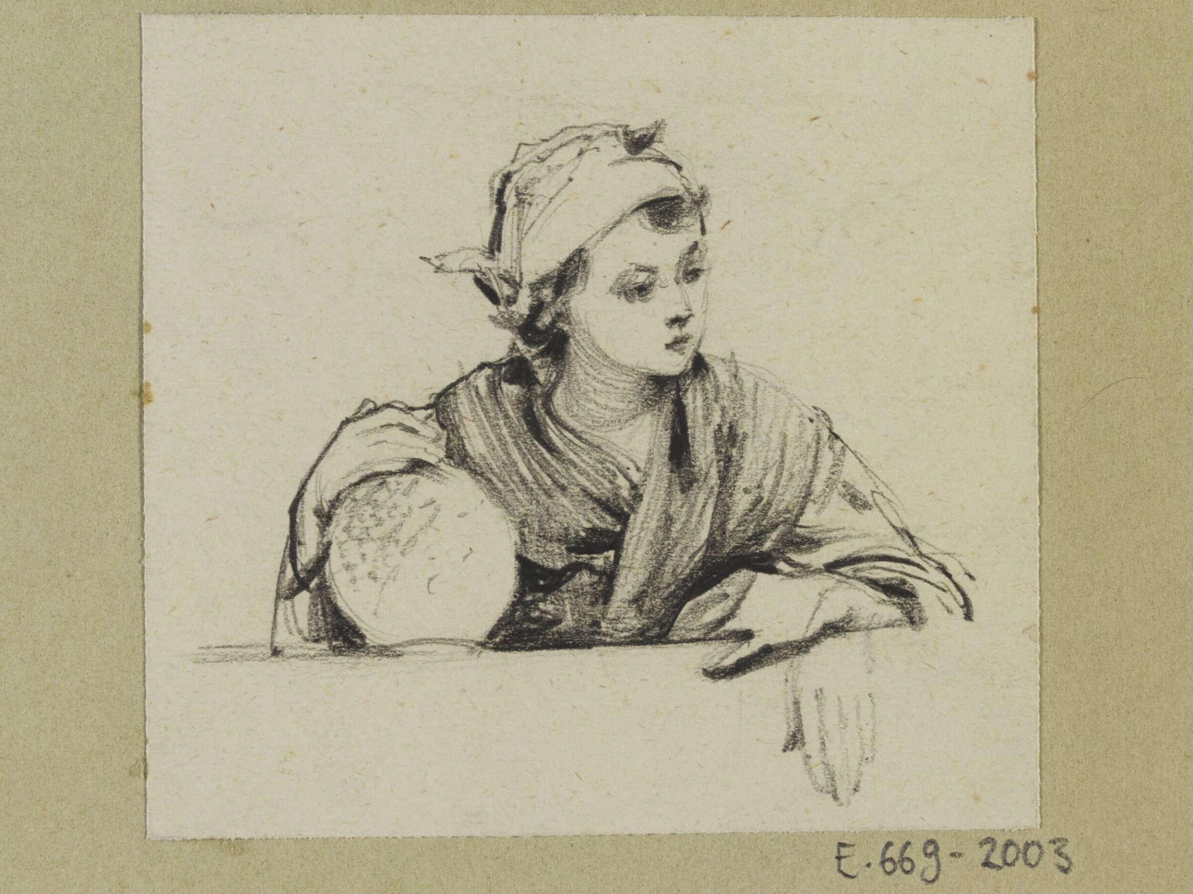 A Young woman wearing a head scarf, Luke Fildes, ca. 1860-1927
