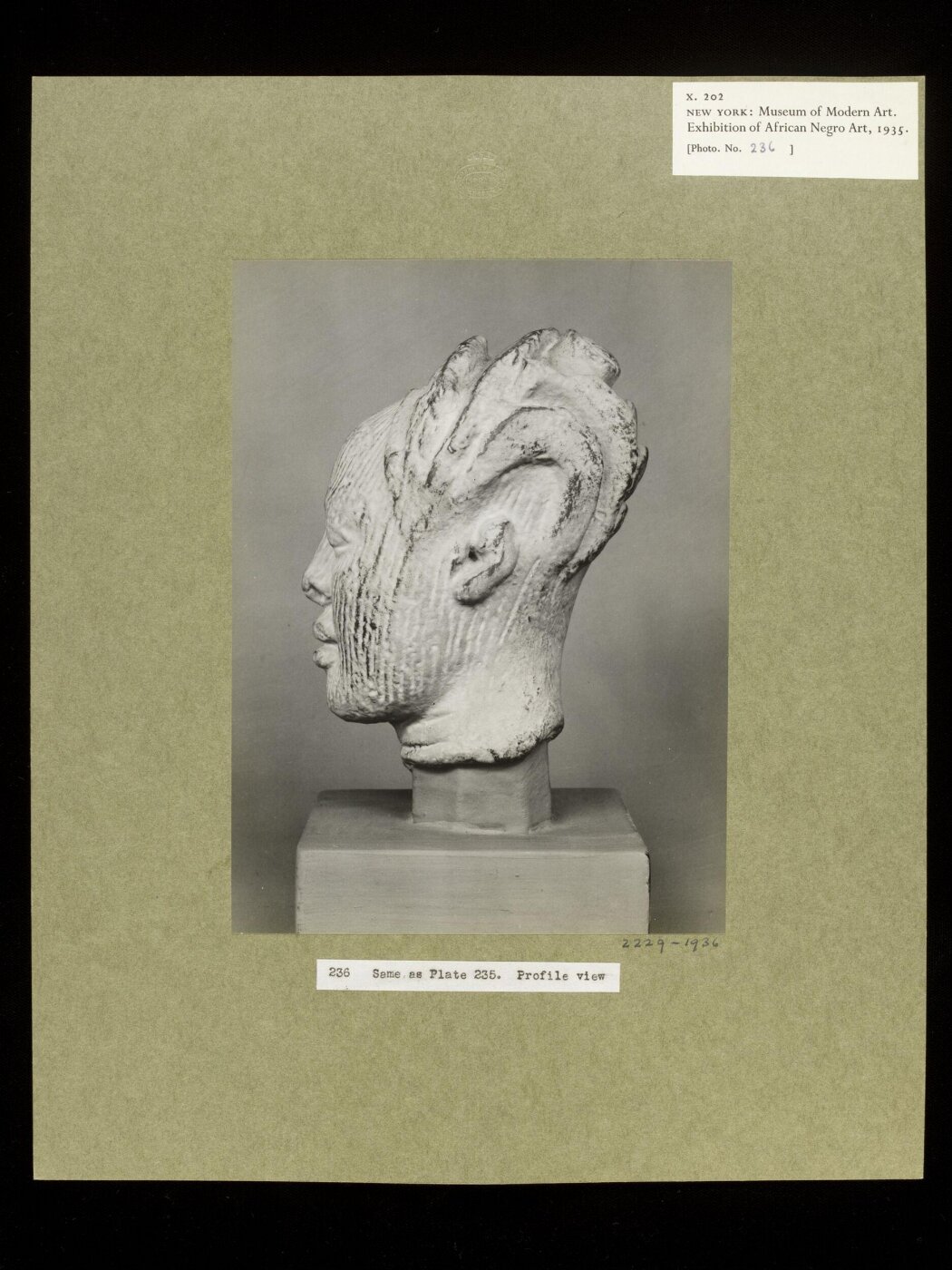 Walker Evans, Plaster Cast of Terra Cotta Head. Yoruba.