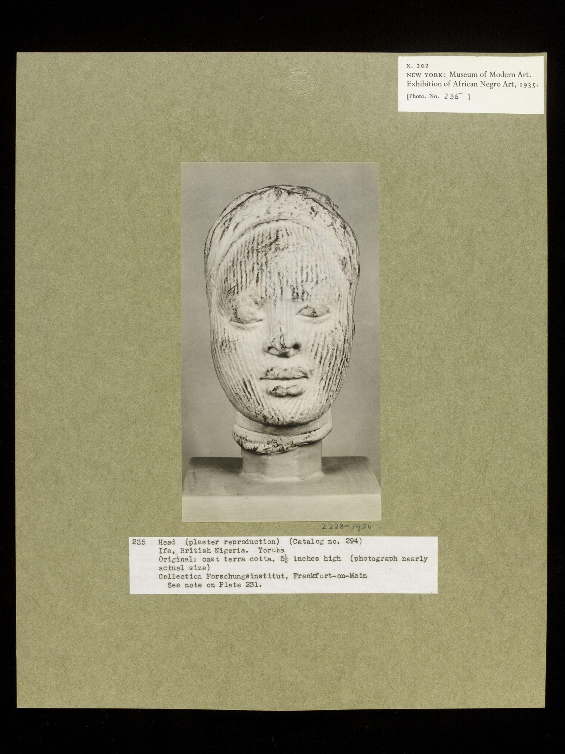 Plaster Cast of Terra Cotta Head.  Yoruba.