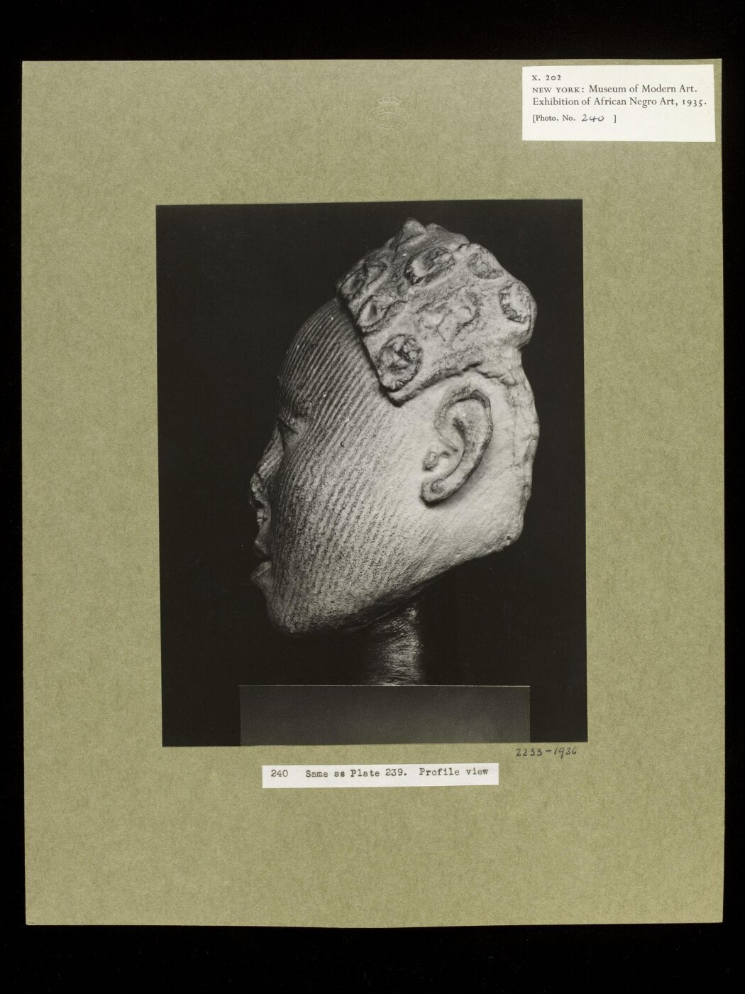 Walker Evans, Plaster Cast of Terra Cotta Head. Yoruba.