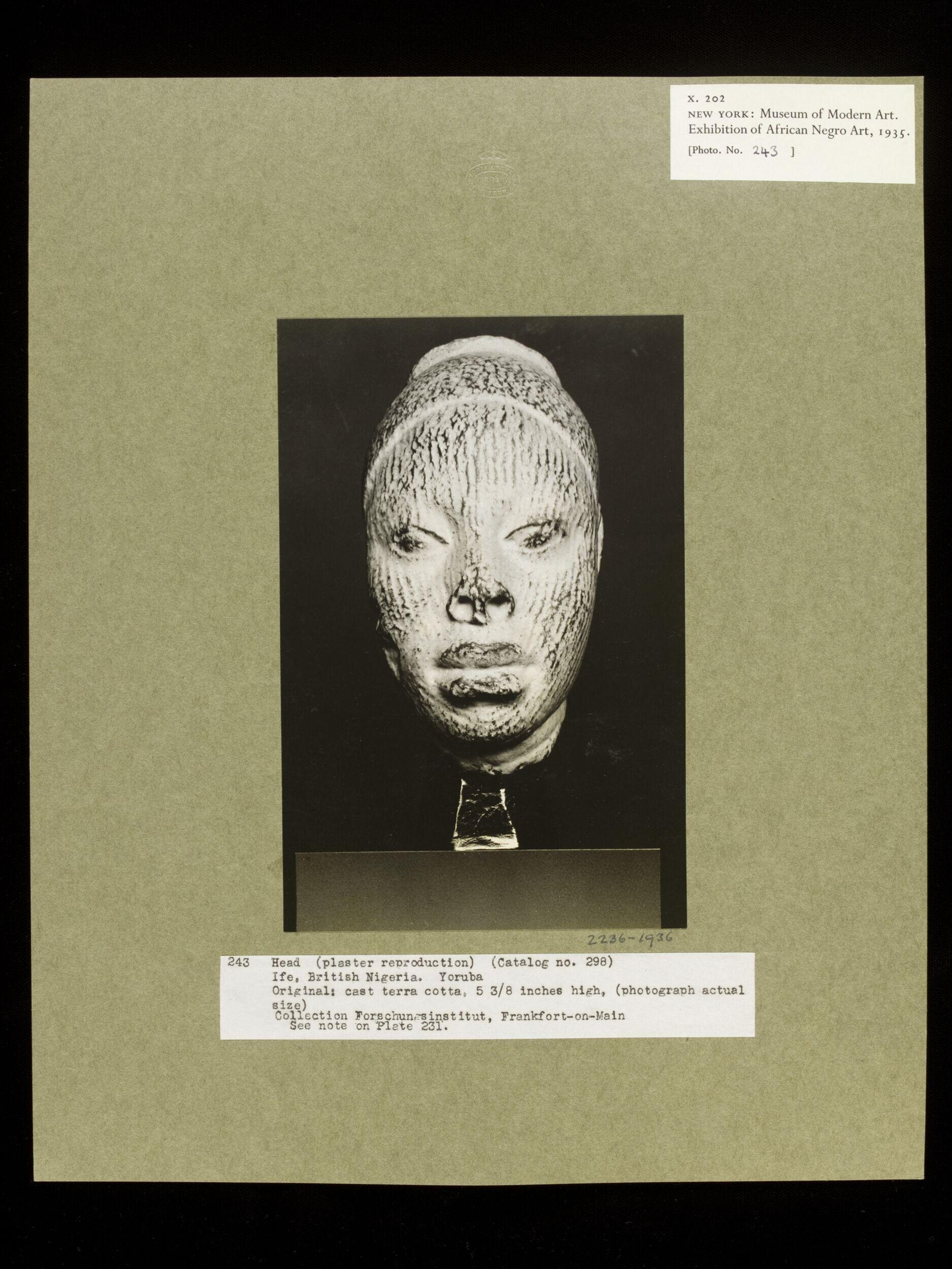 Plaster Cast of Terra Cotta Head.  Yoruba.