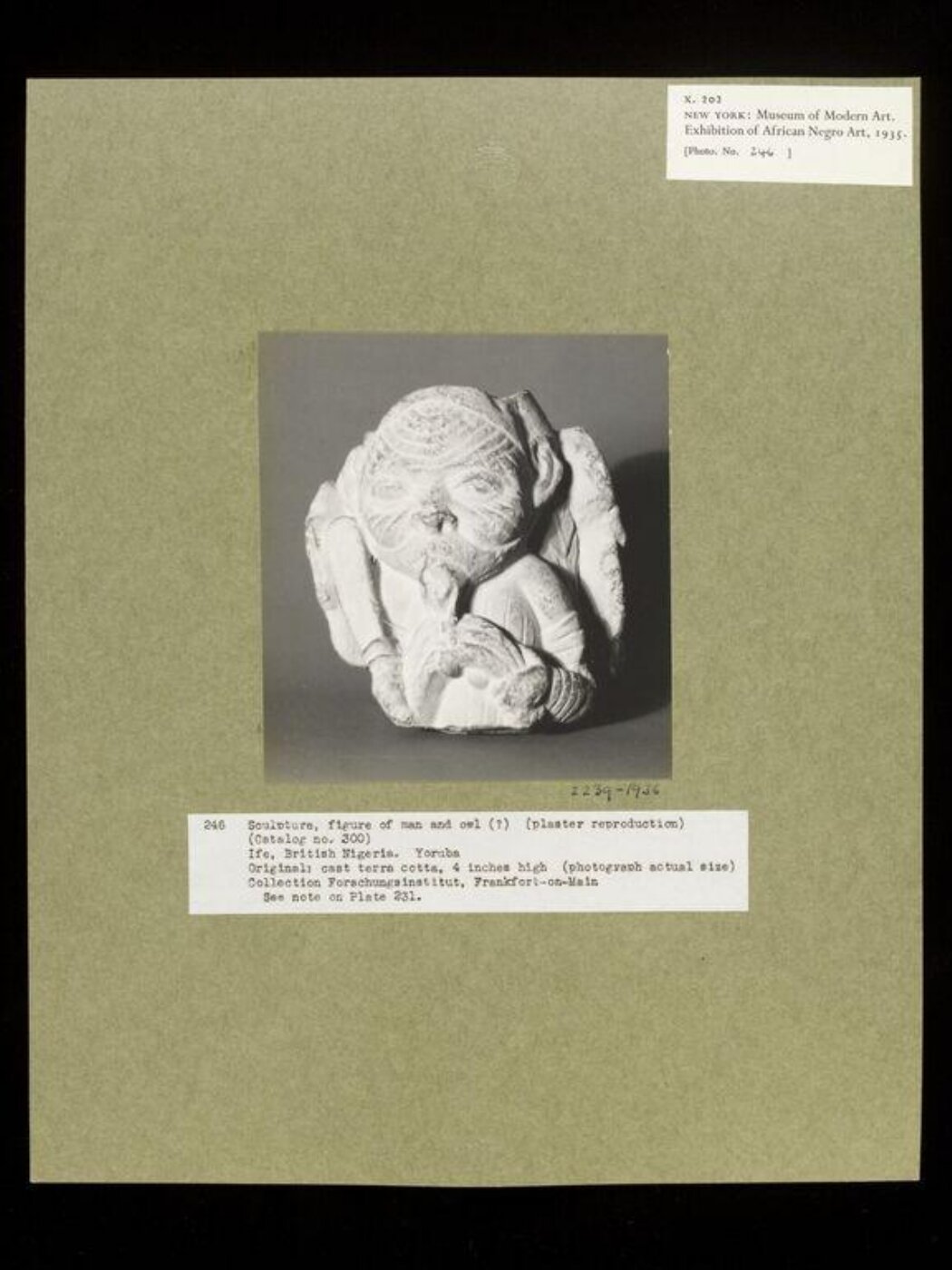 Walker Evans, Plaster Cast of Terra Cotta Sculpture. Yoruba.
