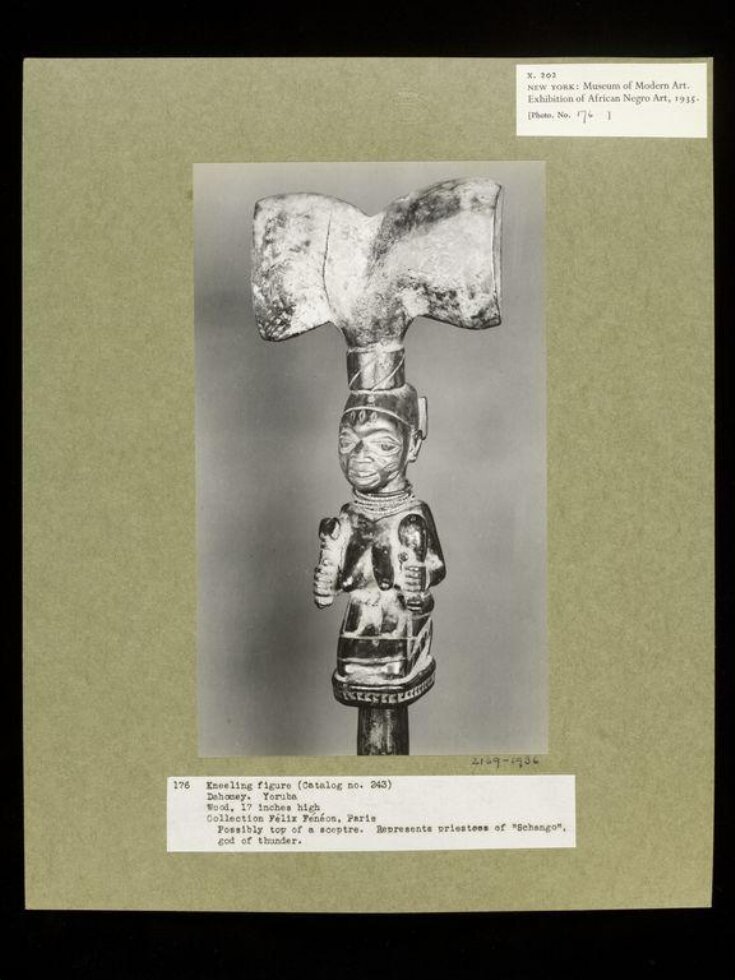 Kneeling Woman (top of sceptre).  Yoruba top image