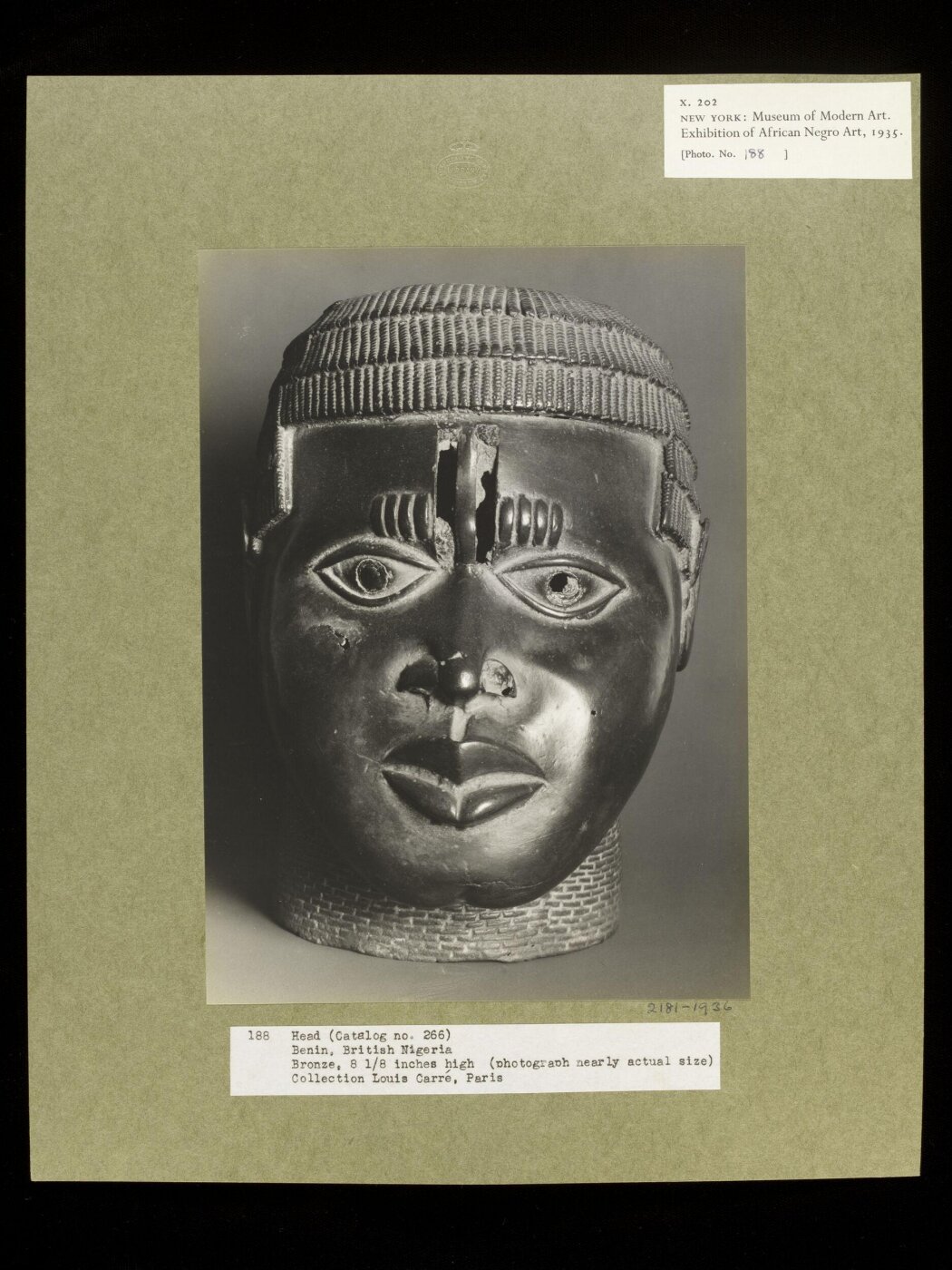 Walker Evans, Head of a Youth, Benin