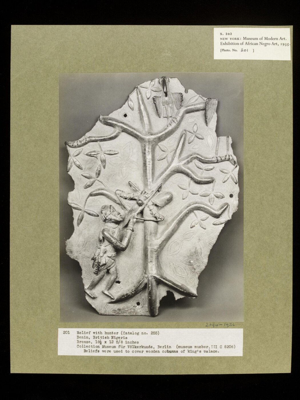 Walker Evans, Relief with Hunter. Benin