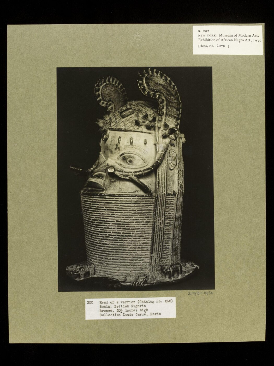 Walker Evans, Head of Warrior.  Benin
