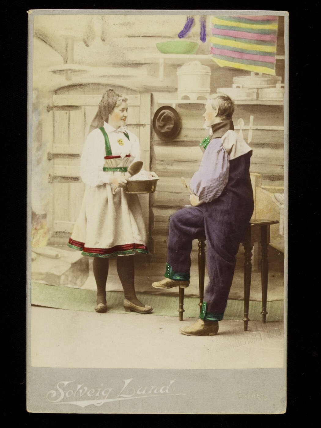 Unknown, Scene with man and woman. Cabinet card.