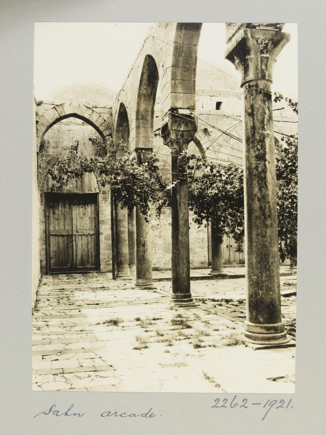 K.A.C. Creswell, Arcade on east side of courtyard in Madrasa al-Firdaws, Aleppo