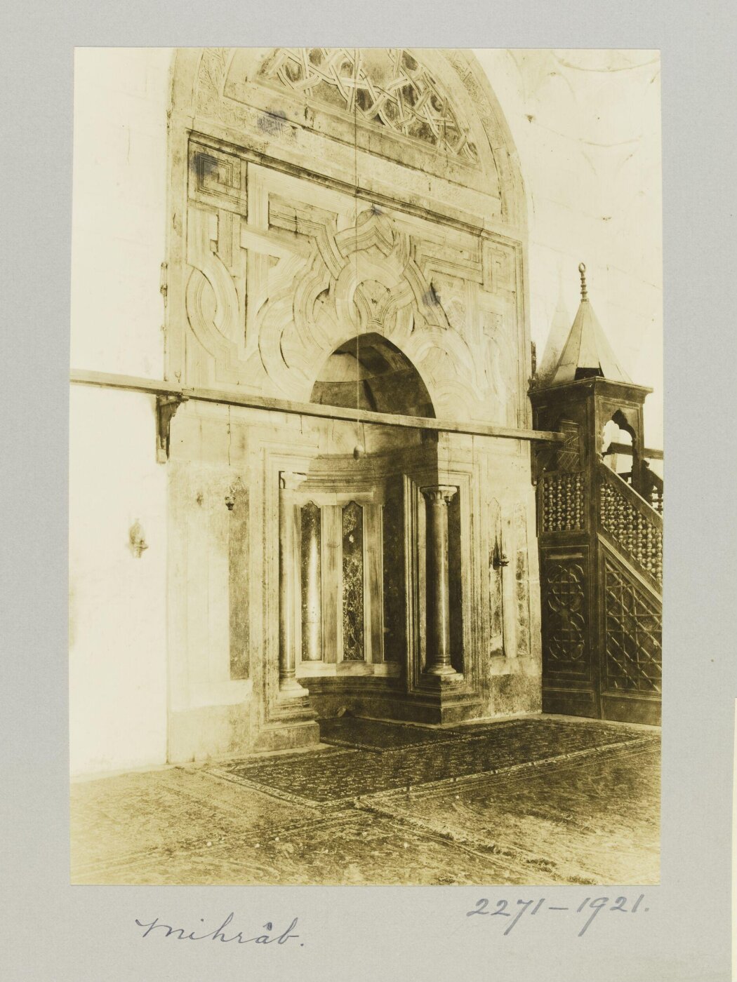 K.A.C. Creswell, Mihrab and minbar of Madrasa al-Firdaws, Aleppo
