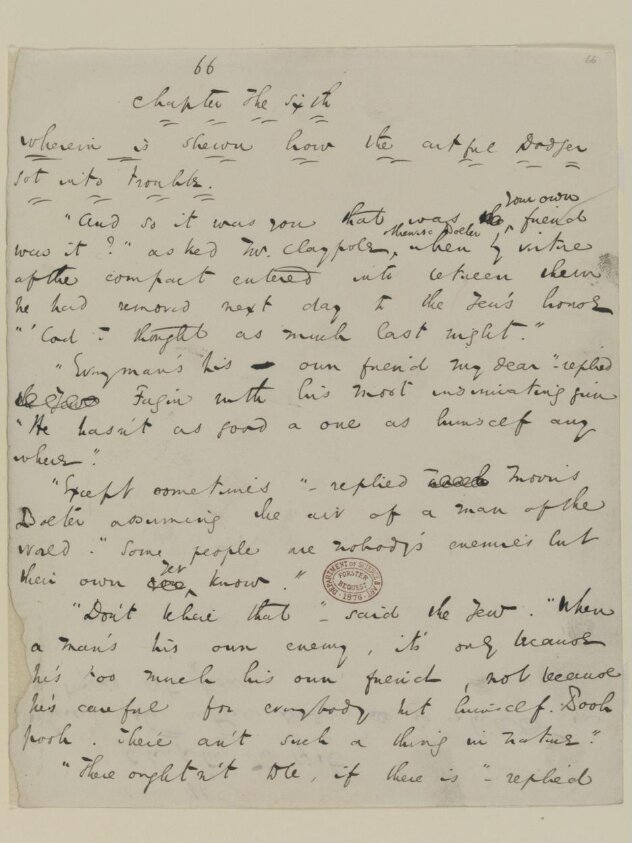 Original manuscript of Oliver Twist, or the parish boy's progress, by Charles Dickens, vol. 8