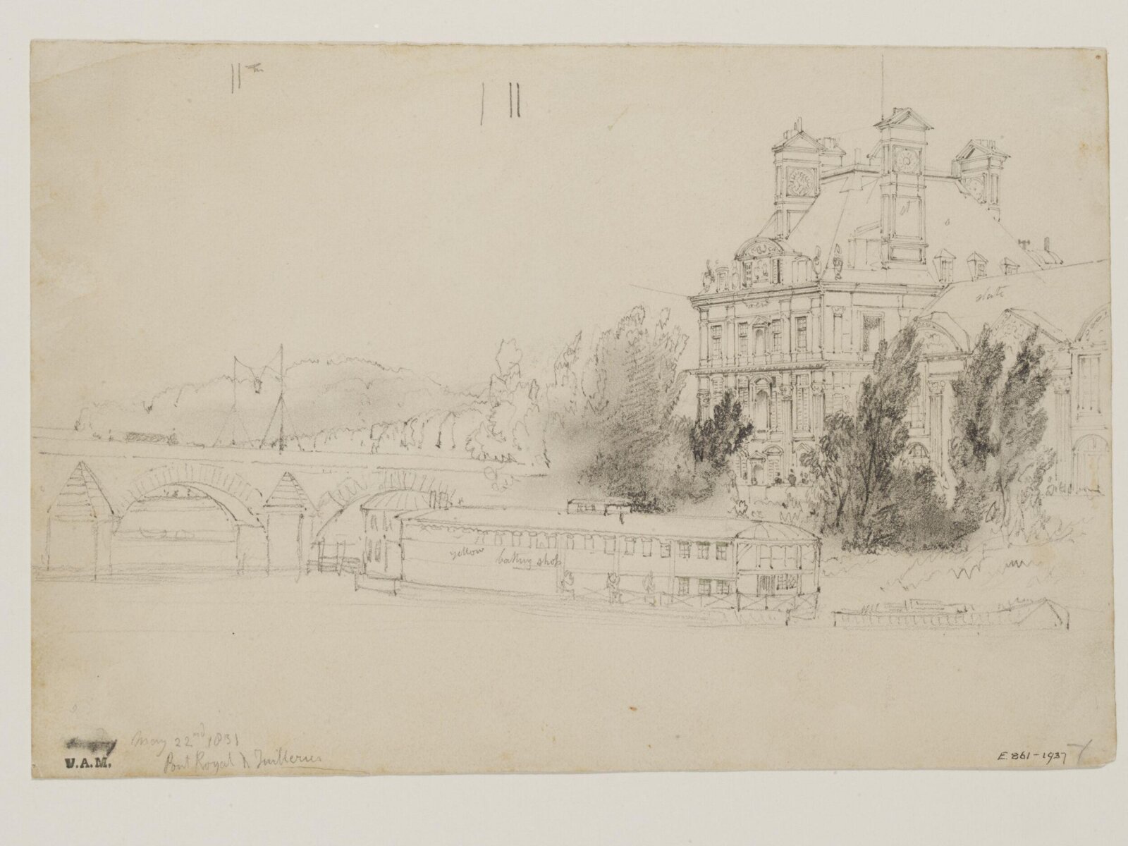 Pont Royal and Tuileries, Paris, William Callow, 1831
