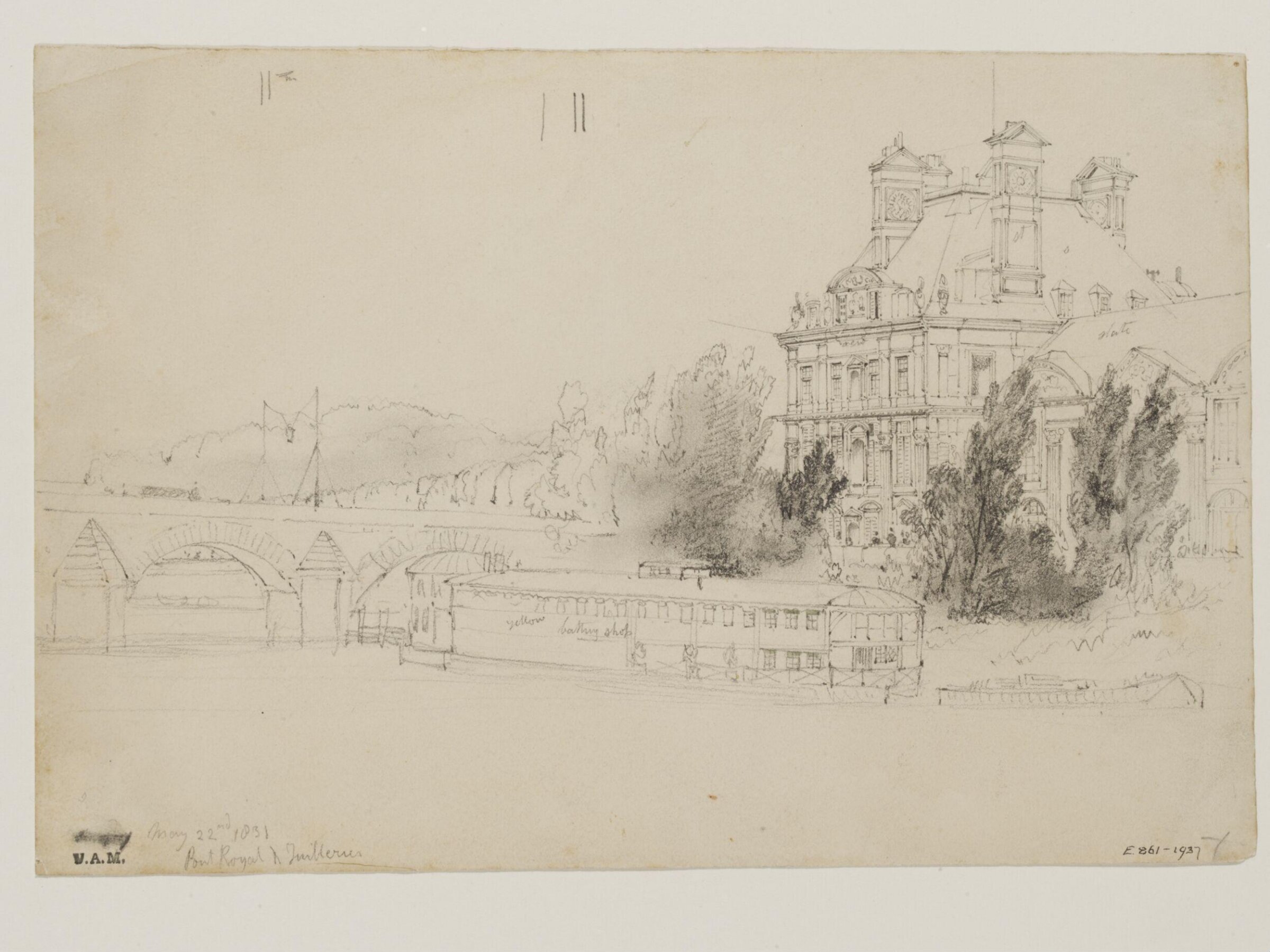 Pont Royal and Tuileries, Paris, William Callow, 1831