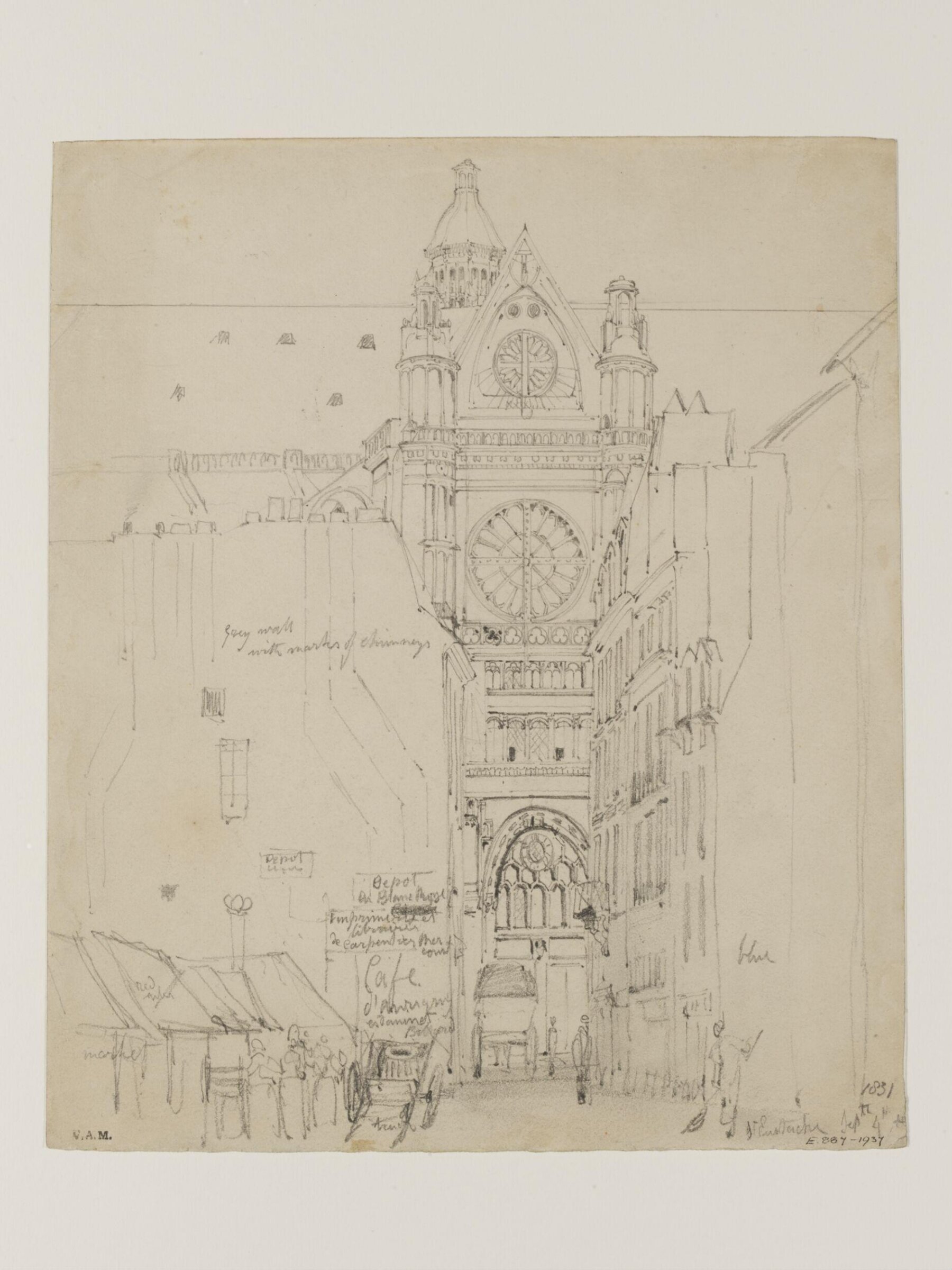 Church of St. Eustache, Paris, William Callow, 1831