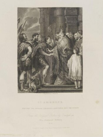 St. Ambrose refusing the Emperor Theodosius admittance into the church