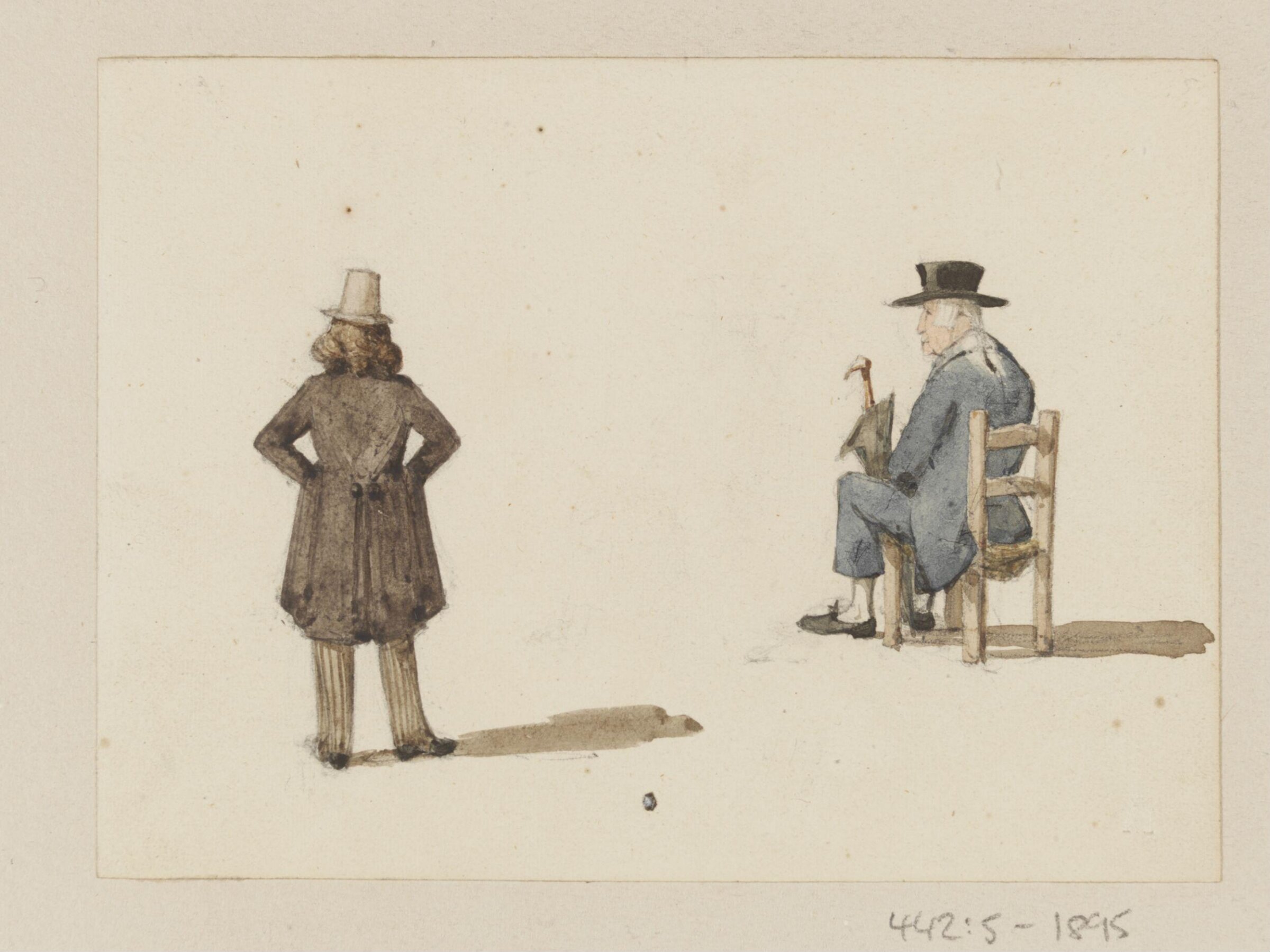 A man standing and another seated, Ambrose Poynter, 1835